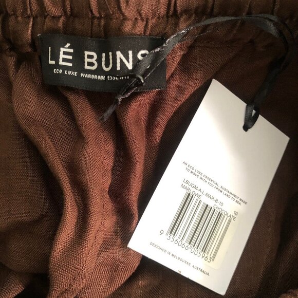 LE BUNS Marlowe Shorts Chocolate Brown Linen Pockets - Picture 6 of 6